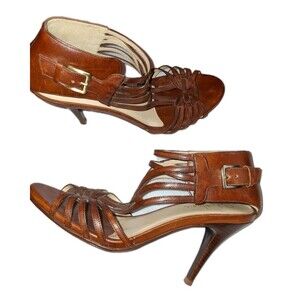 Cole Haan Tan Strappy Heels with Buckle